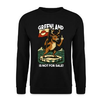 Greenland Is Not For Sale Caribou Reindeer - Unisex Sweatshirt - black - Front - Alina (178cm) & Michal (187cm)