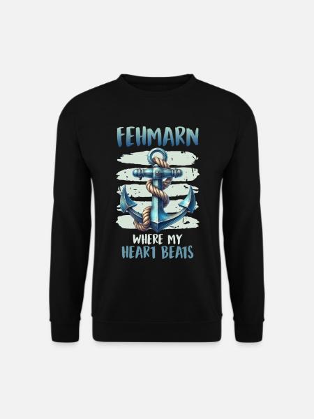 FEHMARN WHERE MY HEART BEATS Funny - Unisex Sweatshirt - black