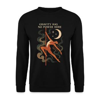 Floating Pole Dance Woman – Gravity has no power - Unisex Sweatshirt - black - Front - Alina (178cm) & Michal (187cm)