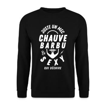 Mec chauve barbu sexy qui déchire - Sweat-shirt Unisexe - noir - Devant - Alina (178cm) & Michal (187cm)