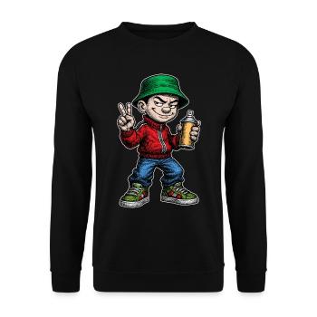 Graffiti-Künstler Jugend der 80er Jahre - Unisex Pullover - Schwarz - Vorne - Alina (178cm) & Michal (187cm)