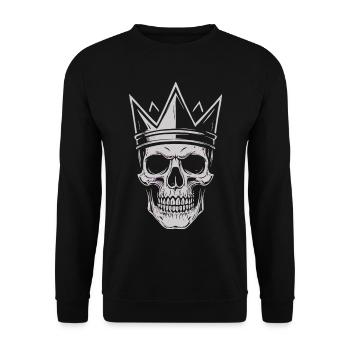Skull with Crown Dark Gothic Shirt Sticker - Unisex Pullover - Schwarz - Vorne - Alina (178cm) & Michal (187cm)