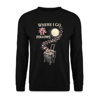 Cherry Blossoms Cherry Blossom Where I Go Sakura Follows - Unisex Sweatshirt - black - Front - Alina (178cm) & Michal (187cm)