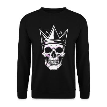 Skull King Skull Crown Motif - Unisex Sweatshirt - black - Front - Alina (178cm) & Michal (187cm)