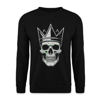 Crown Skull Motif for Skull and Rock Fans - Unisex Sweatshirt - black - Front - Alina (178cm) & Michal (187cm)