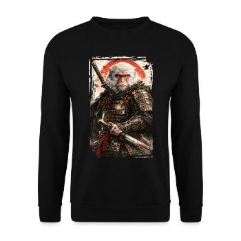 Japanese Art - Japanese Snow Monkey - Samurai - Unisex Sweatshirt - black - Front - Alina (178cm) & Michal (187cm)