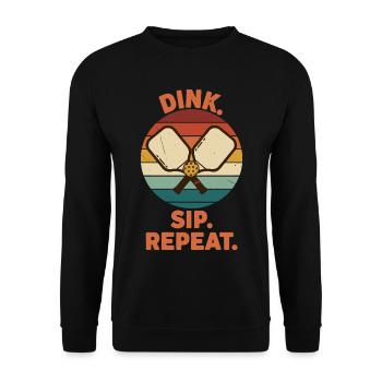 Pickleball-lustiger Spieler Dink Sip Repeat Play - Unisex Pullover - Schwarz - Vorne - Alina (178cm) & Michal (187cm)