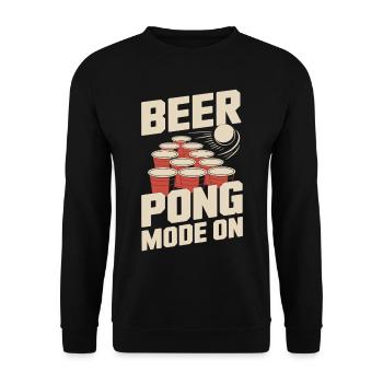 Beer Pong T-Shirt Mode On - Unisex Pullover - Schwarz - Vorne - Alina (178cm) & Michal (187cm)