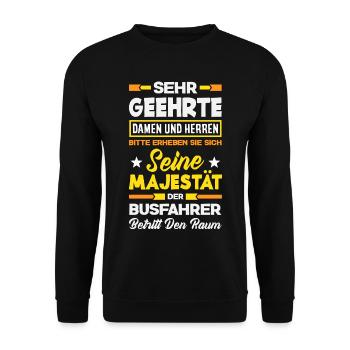 Seine Majestät Der Busfahrer - Unisex Pullover - Schwarz - Vorne - Alina (178cm) & Michal (187cm)