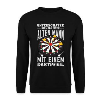 Lustige Darts Sprüche Darts Geschenke - Unisex Pullover - Schwarz - Vorne - Alina (178cm) & Michal (187cm)
