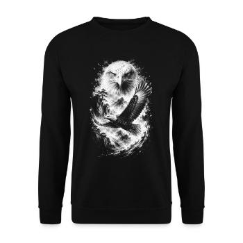 Majestätischer Adler in Natur im Zeichenstil - Unisex Pullover - Schwarz - Vorne - Alina (178cm) & Michal (187cm)