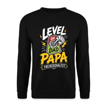 Level Vater freigeschaltet - Unisex Pullover - Schwarz - Vorne - Alina (178cm) & Michal (187cm)