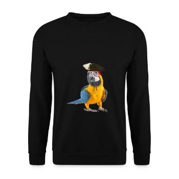 Papagei der Karibik Vogel Piraten-Look Halloween - Unisex Pullover - Schwarz - Vorne - Alina (178cm) & Michal (187cm)