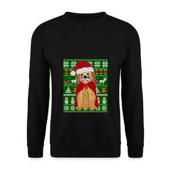 Chien tricoté comme père Noël Ugly Christmas - Sweat-shirt Unisexe - noir - Devant - Alina (178cm) & Michal (187cm)