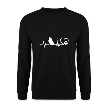 Battement de cœur de bouledogue américain avec patte - Sweat-shirt Unisexe - noir - Devant - Alina (178cm) & Michal (187cm)