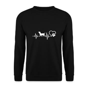Dackel Herzschlag - Unisex Pullover - Schwarz - Vorne - Alina (178cm) & Michal (187cm)