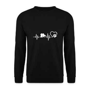 Zwei Dackel Herzschlag - Unisex Pullover - Schwarz - Vorne - Alina (178cm) & Michal (187cm)