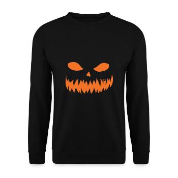Halloween Kürbis Kostüm Idee - Unisex Pullover - Schwarz - Vorne - Alina (178cm) & Michal (187cm)