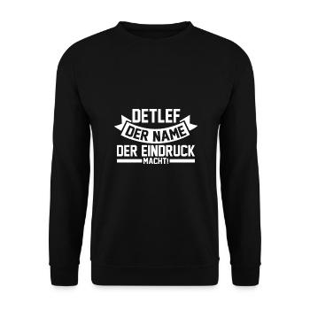 Vorname Detlef - Unisex Pullover - Schwarz - Vorne - Alina (178cm) & Michal (187cm)