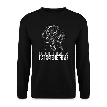 FLAT COATED RETRIEVER Life better Verder - Sweat-shirt Unisexe - noir - Devant - Alina (178cm) & Michal (187cm)