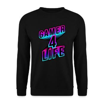 Gamer 4 Life neon 3d - Unisex Pullover - Schwarz - Vorne - Alina (178cm) & Michal (187cm)