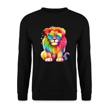 Cool colorful lion with sunglasses - Unisex Sweatshirt - black - Front - Alina (178cm) & Michal (187cm)