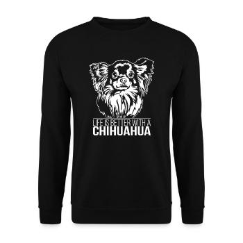 Chihuahua life is better Dogs Wilsigns - Unisex Sweatshirt - black - Front - Alina (178cm) & Michal (187cm)