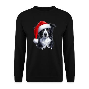 Border Collie Santa Clause - Unisex Sweatshirt - black - Front - Alina (178cm) & Michal (187cm)