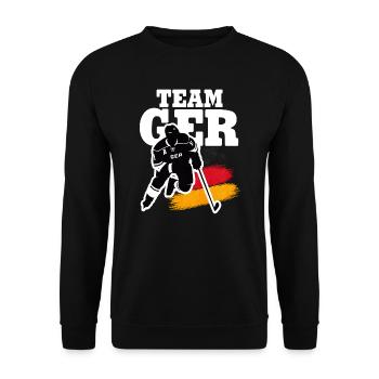 EISHOCKEY DEUTSCHLAND GERMANY - Unisex Pullover - Schwarz - Vorne - Alina (178cm) & Michal (187cm)