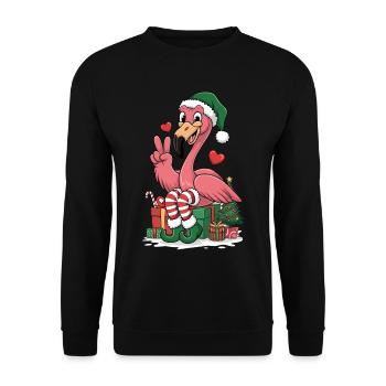 Flamingo Elfe Weihnachten - Unisex Pullover - Schwarz - Vorne - Alina (178cm) & Michal (187cm)