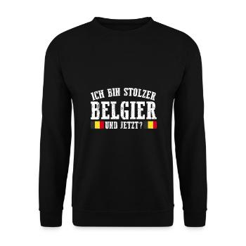 Belgier Belgisch Belgien - Unisex Pullover - Schwarz - Vorne - Alina (178cm) & Michal (187cm)
