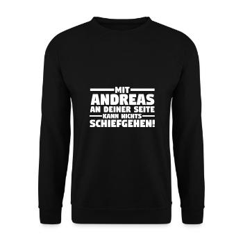 Vorname Andreas - Unisex Pullover - Schwarz - Vorne - Alina (178cm) & Michal (187cm)