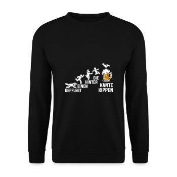 Gepflegt Einen Hinter Die Kante Kippen - Unisex Pullover - Schwarz - Vorne - Alina (178cm) & Michal (187cm)