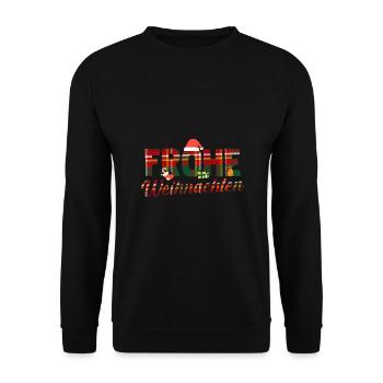 Weihnachtsmann Bescherung Weihnachten - Unisex Pullover - Schwarz - Vorne - Alina (178cm) & Michal (187cm)