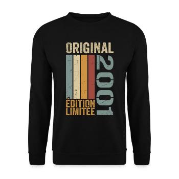 2001 | Limited Edition Geburtstagsgeschenk 2001 - Unisex Pullover - Schwarz - Vorne - Alina (178cm) & Michal (187cm)