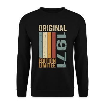 1971 | Édition Limitée cadeau d'anniversaire 1971 - Sweat-shirt Unisexe - noir - Devant - Alina (178cm) & Michal (187cm)