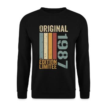1987 | Édition Limitée cadeau d'anniversaire 1987 - Sweat-shirt Unisexe - noir - Devant - Alina (178cm) & Michal (187cm)