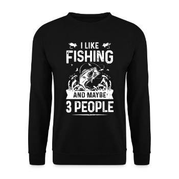 J’aime la pêche et peut-être 3 personnes - Sweat-shirt Unisexe - noir - Devant - Alina (178cm) & Michal (187cm)