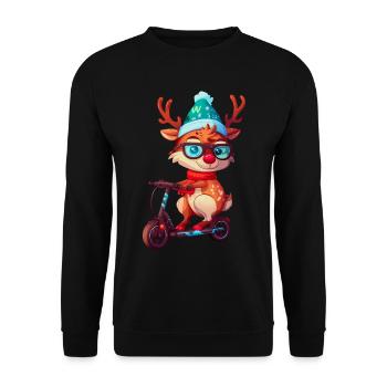 Reindeer Scooter - Unisex Sweatshirt - black - Front - Alina (178cm) & Michal (187cm)