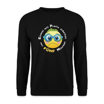 Travaillez avec des professionnels une fois, seulement cinq minutes -Jaune - Sweat-shirt Unisexe - noir - Devant - Alina (178cm) & Michal (187cm)