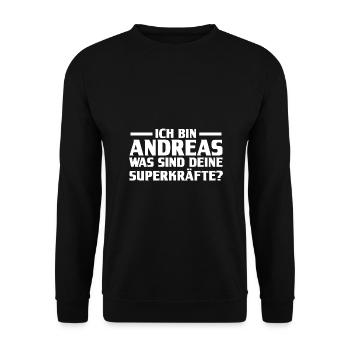 Vorname Andreas - Unisex Pullover - Schwarz - Vorne - Alina (178cm) & Michal (187cm)