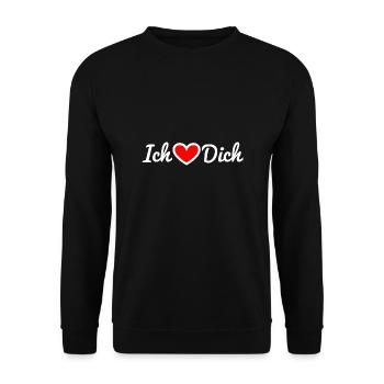 Ich liebe dich - Unisex Pullover - Schwarz - Vorne - Alina (178cm) & Michal (187cm)