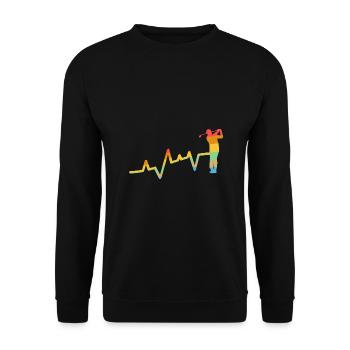 Golfspieler Herzschlag Golf - Unisex Pullover - Schwarz - Vorne - Alina (178cm) & Michal (187cm)
