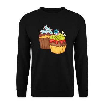 Halloween Cupcake Muffin Kuchen Backen Süßigkeiten - Unisex Pullover - Schwarz - Vorne - Alina (178cm) & Michal (187cm)