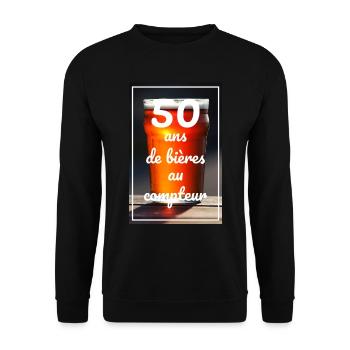 50 ans de bières compteur - Sweat-shirt Unisexe - noir - Devant - Alina (178cm) & Michal (187cm)