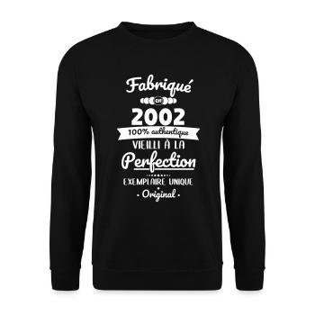 Anniversaire 20 ans - Fabriqué en 2002 - Sweat-shirt Unisexe - noir - Devant - Alina (178cm) & Michal (187cm)