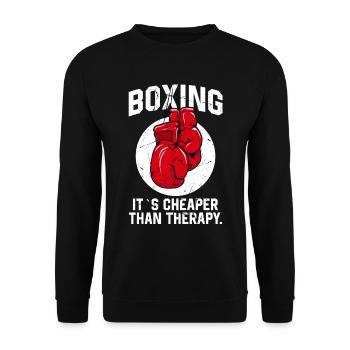 Boxing it´s cheaper than Therapie Boxer Sport - Unisex Pullover - Schwarz - Vorne - Alina (178cm) & Michal (187cm)