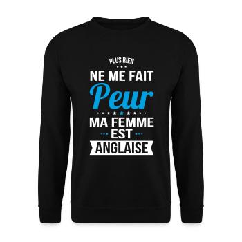 Rien ne me fait peur ma femme est Anglaise - Sweat-shirt Unisexe - noir - Devant - Alina (178cm) & Michal (187cm)
