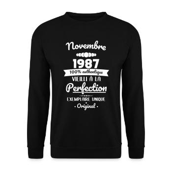 Anniversaire 35 ans - Novembre 1987 Original - Sweat-shirt Unisexe - noir - Devant - Alina (178cm) & Michal (187cm)
