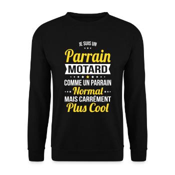 Parrain motard comme un parrain normal plus cool - Sweat-shirt Unisexe - noir - Devant - Alina (178cm) & Michal (187cm)